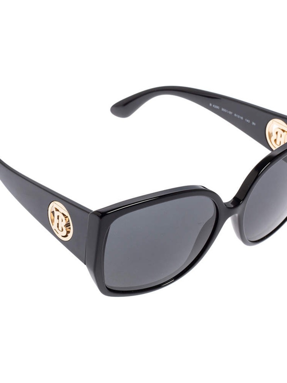 Black Burberry Designer-Oversized Sunglasses with Gold Logo Accent
